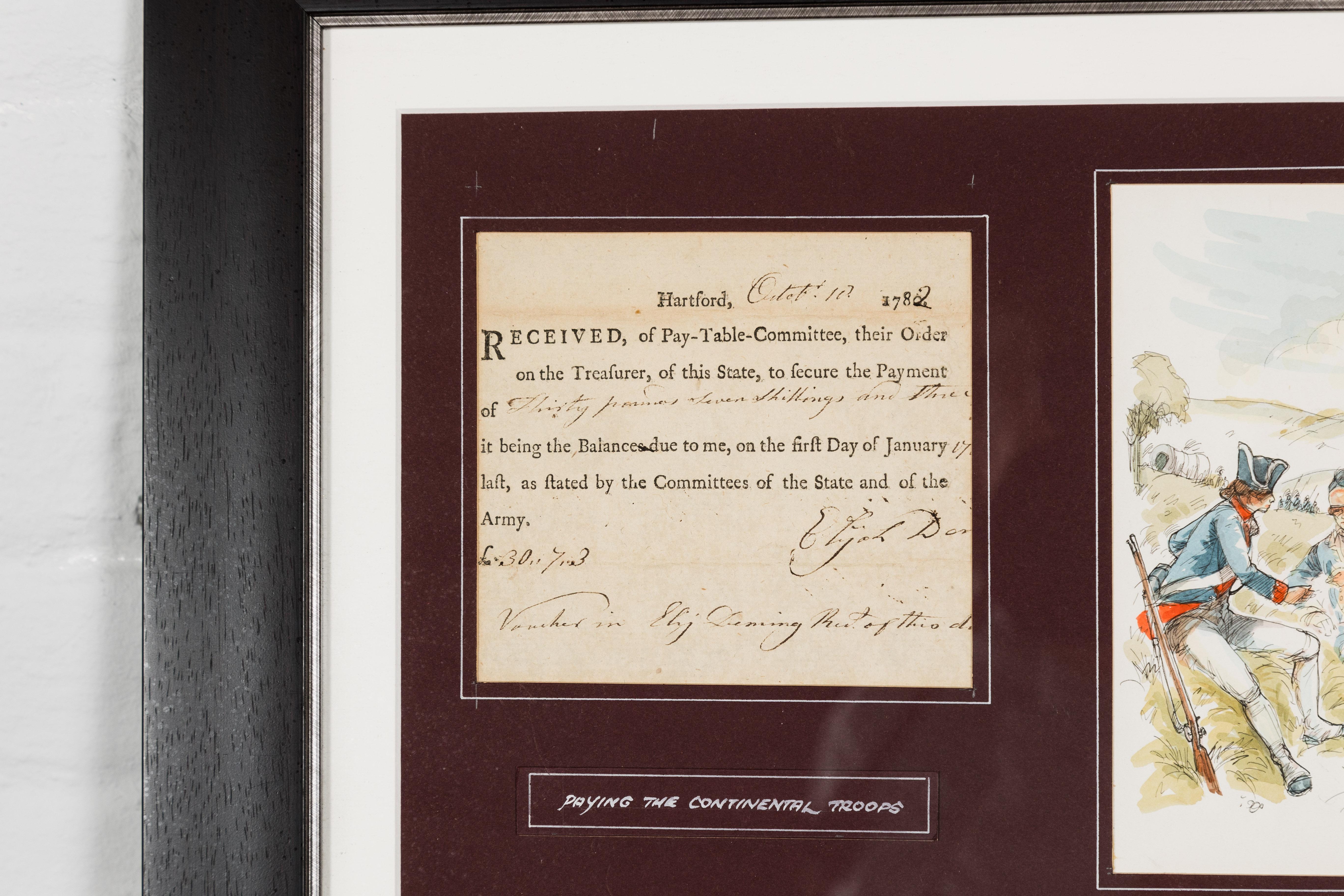 American Revolutionary War Bond from the State of Connecticut in Custom Frame For Sale 3
