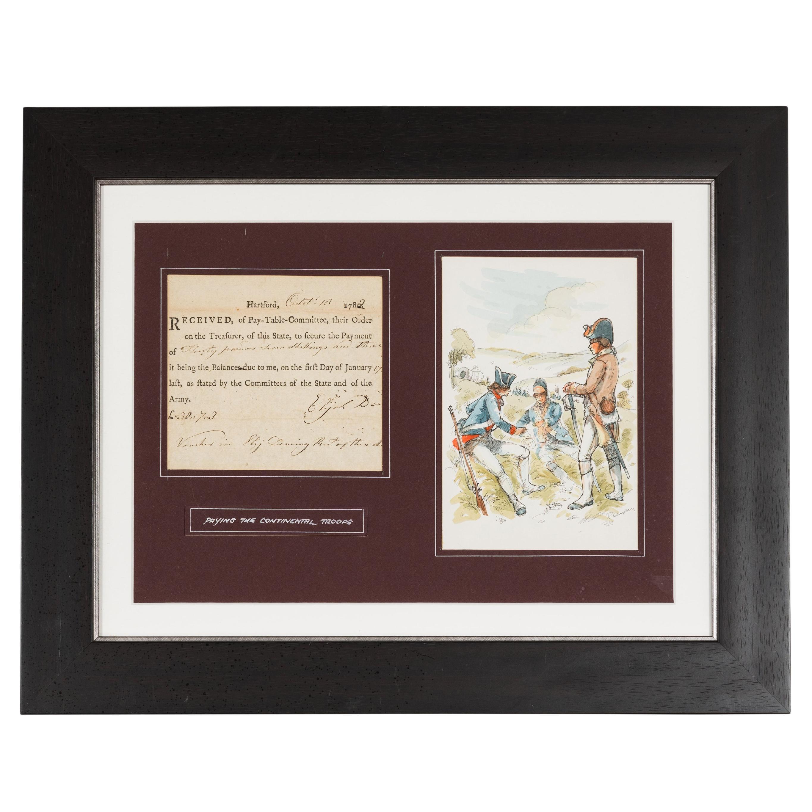 American Revolutionary War Bond from the State of Connecticut in Custom Frame For Sale
