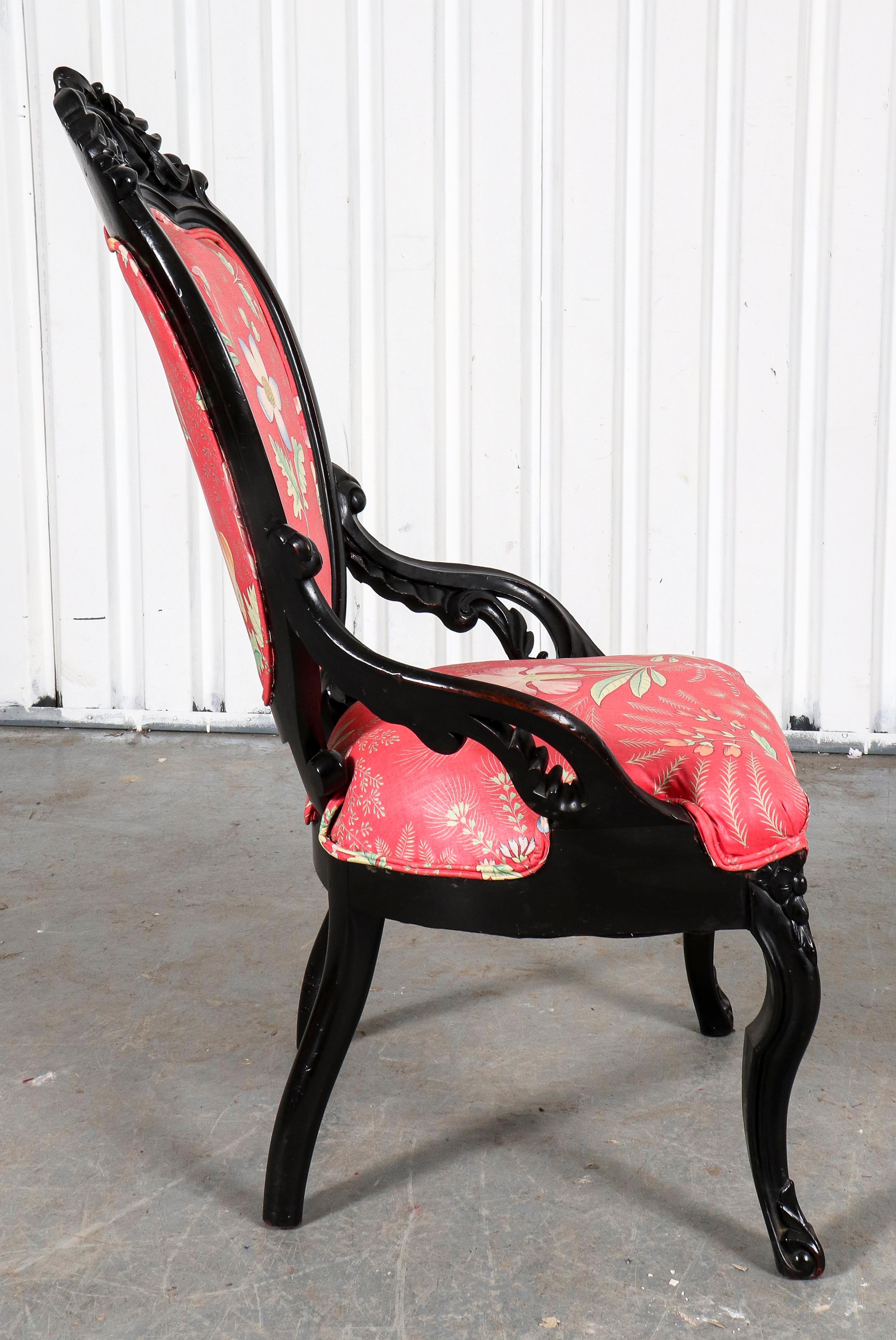 American Rococo Revival Ebonized Slipper Chair 4