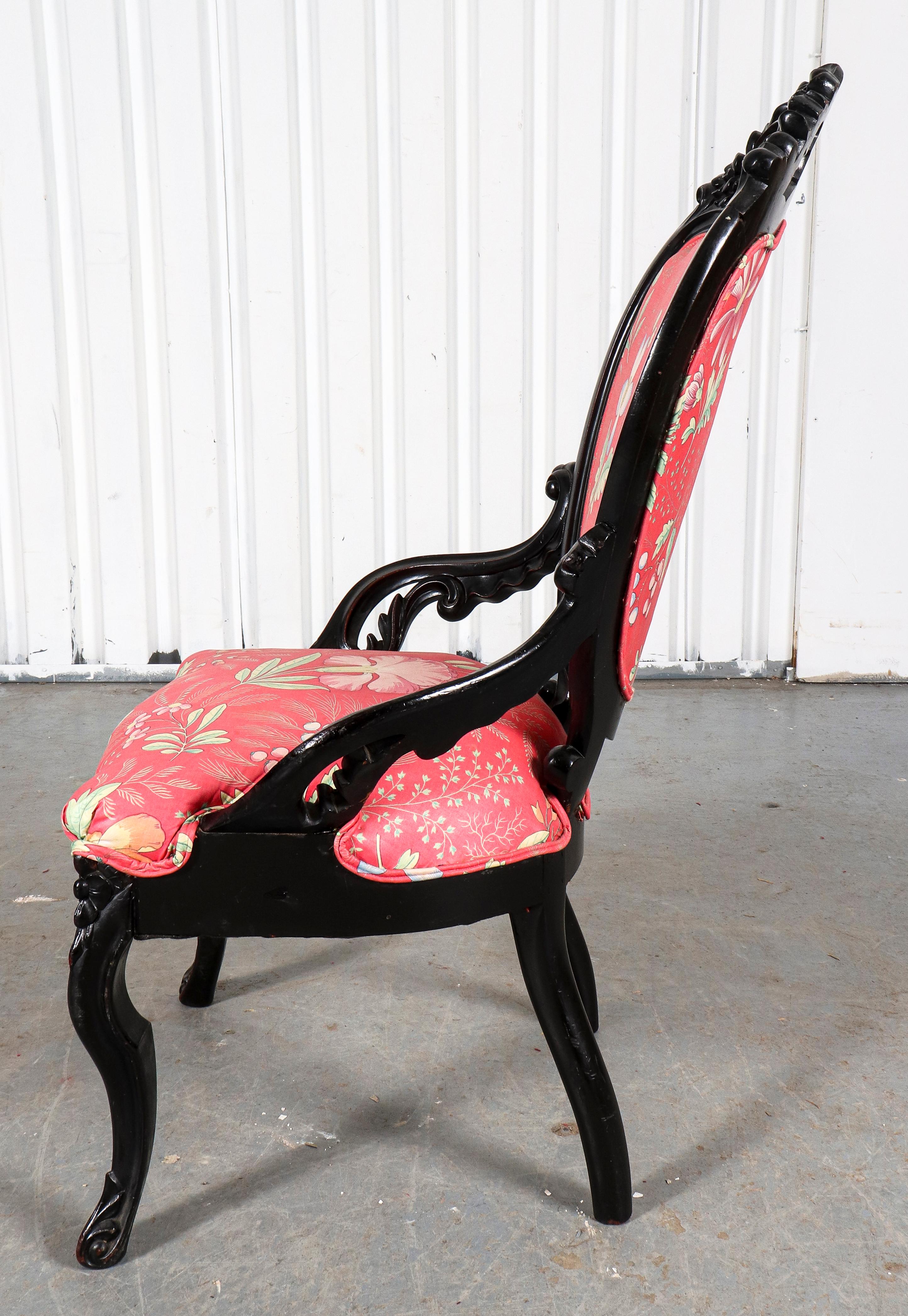 American Rococo Revival Ebonized Slipper Chair 1