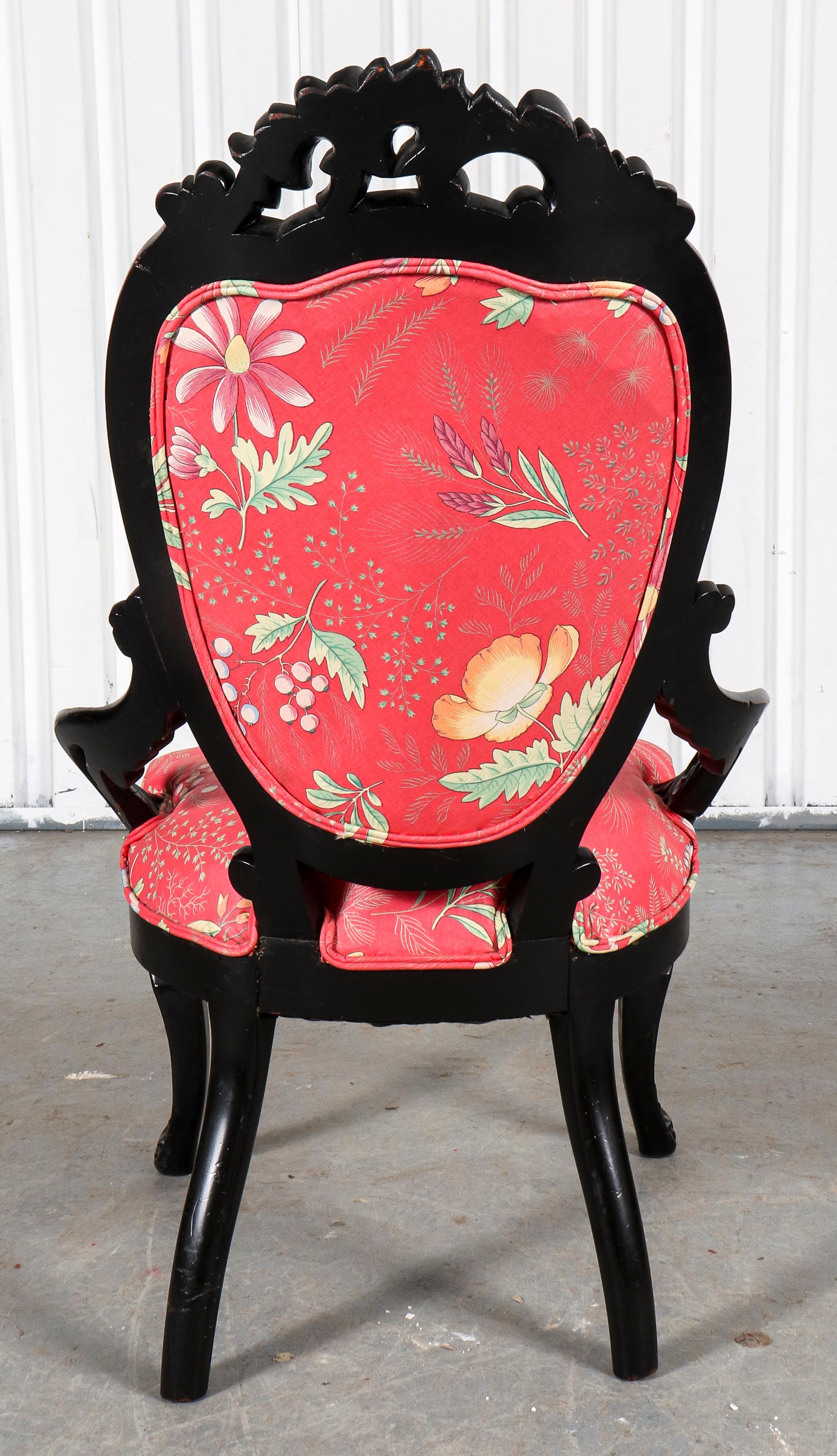 American Rococo Revival Ebonized Slipper Chair 3