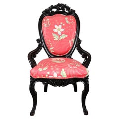 American Rococo Revival Ebonized Slipper Chair