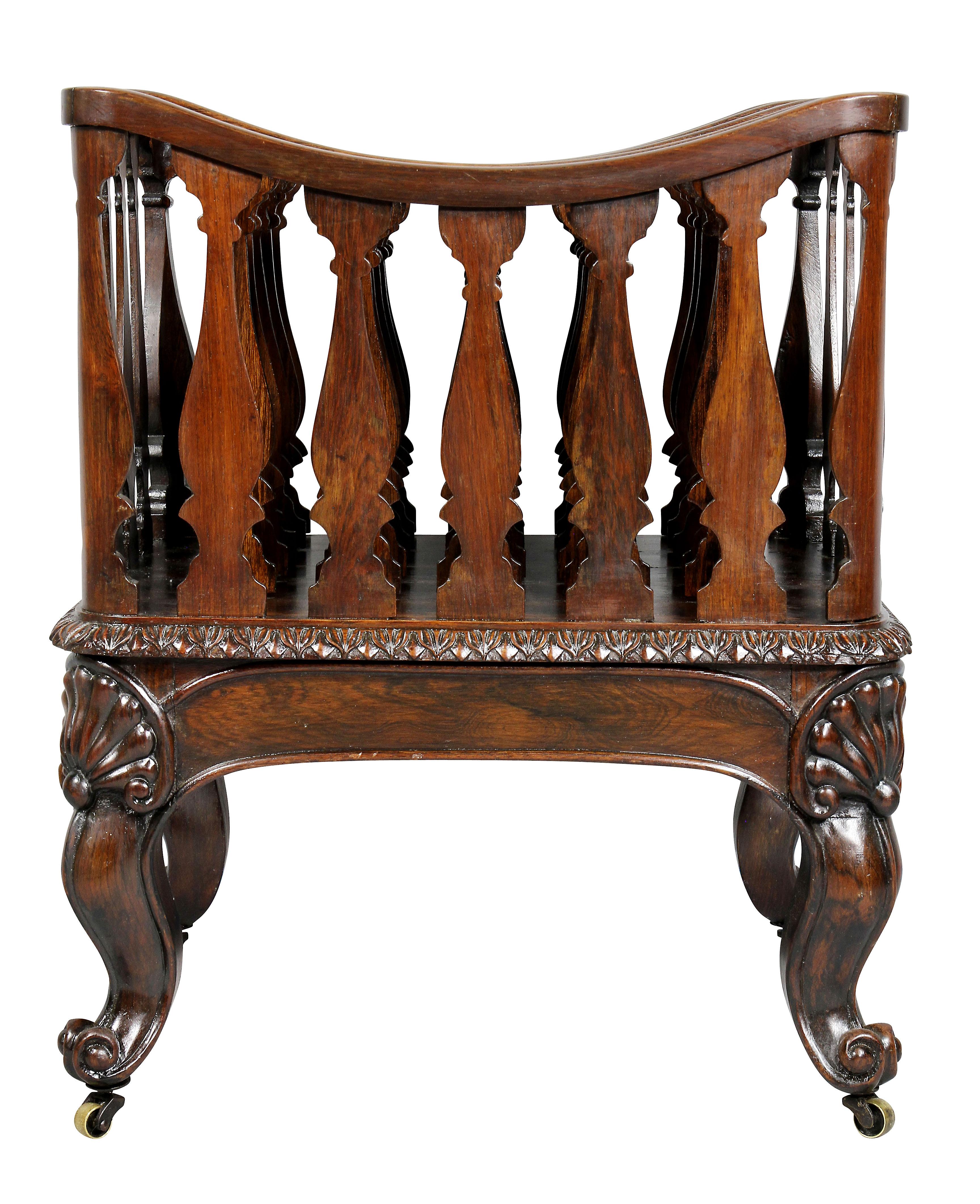 American Rococo Revival Rosewood Canterbury For Sale 4