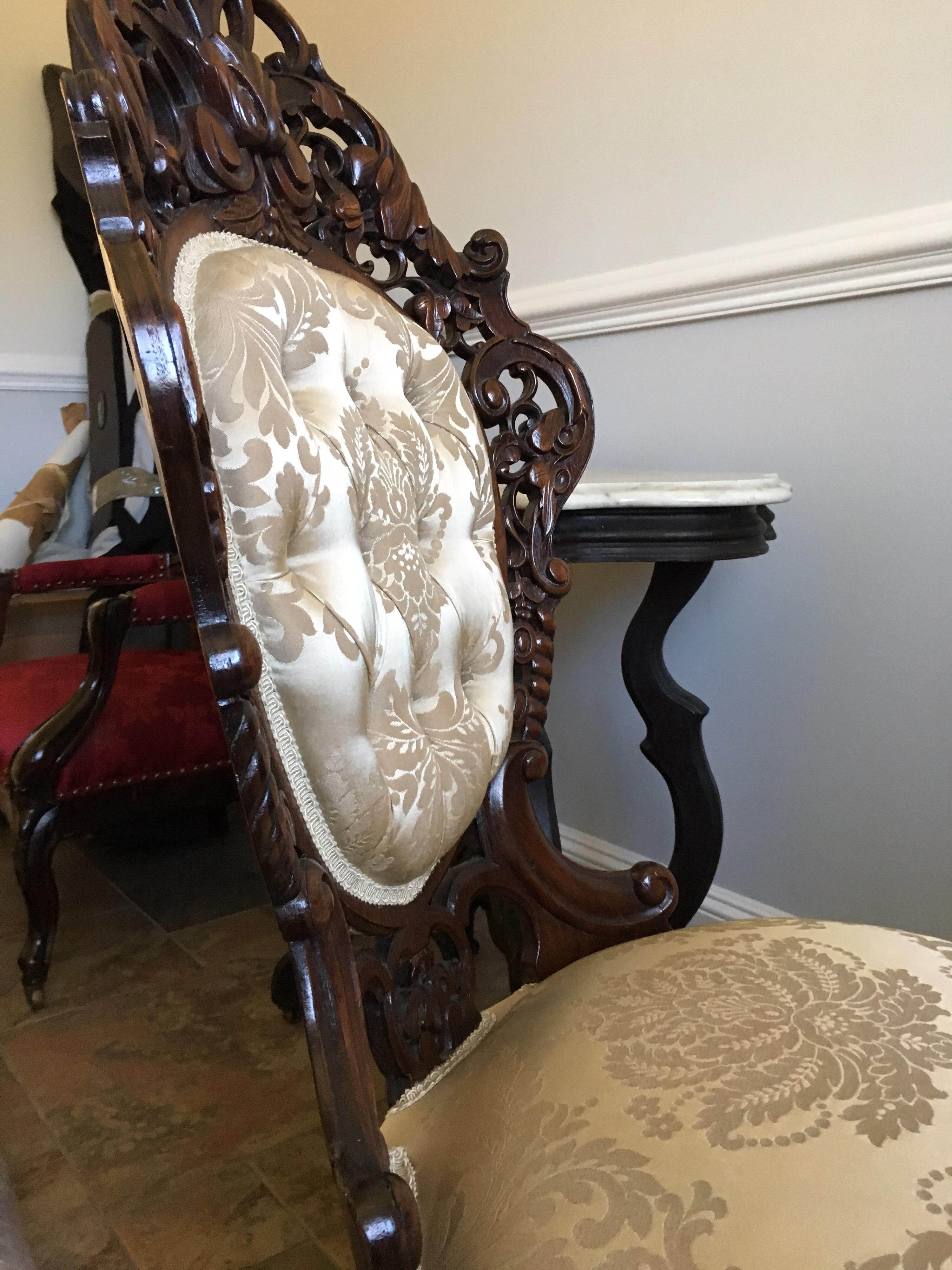 Rosewood Rococo Revival Side Chair, Attributed J & J W Meeks, Mid-19th Century 8