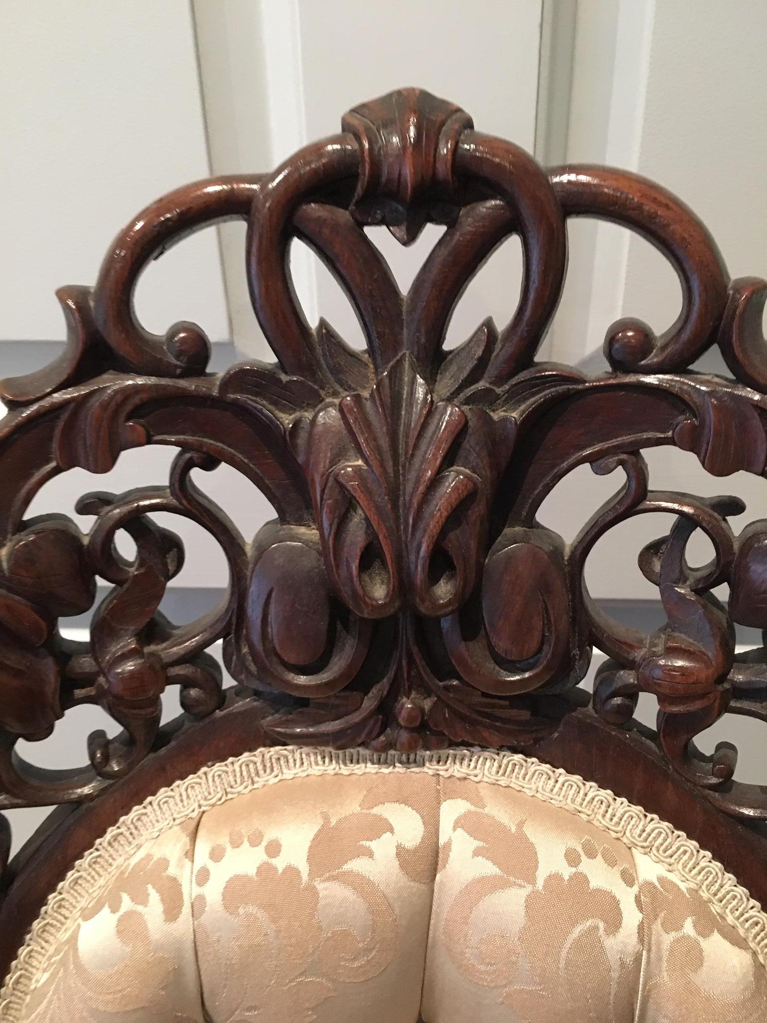 Rosewood Rococo Revival Side Chair, Attributed J & J W Meeks, Mid-19th Century 10