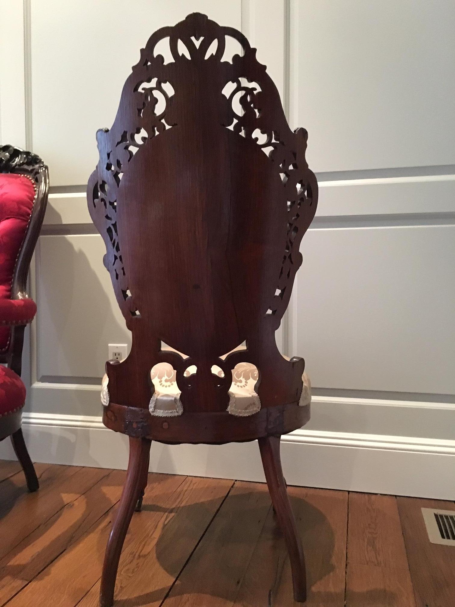 Rosewood Rococo Revival Side Chair, Attributed J & J W Meeks, Mid-19th Century 13