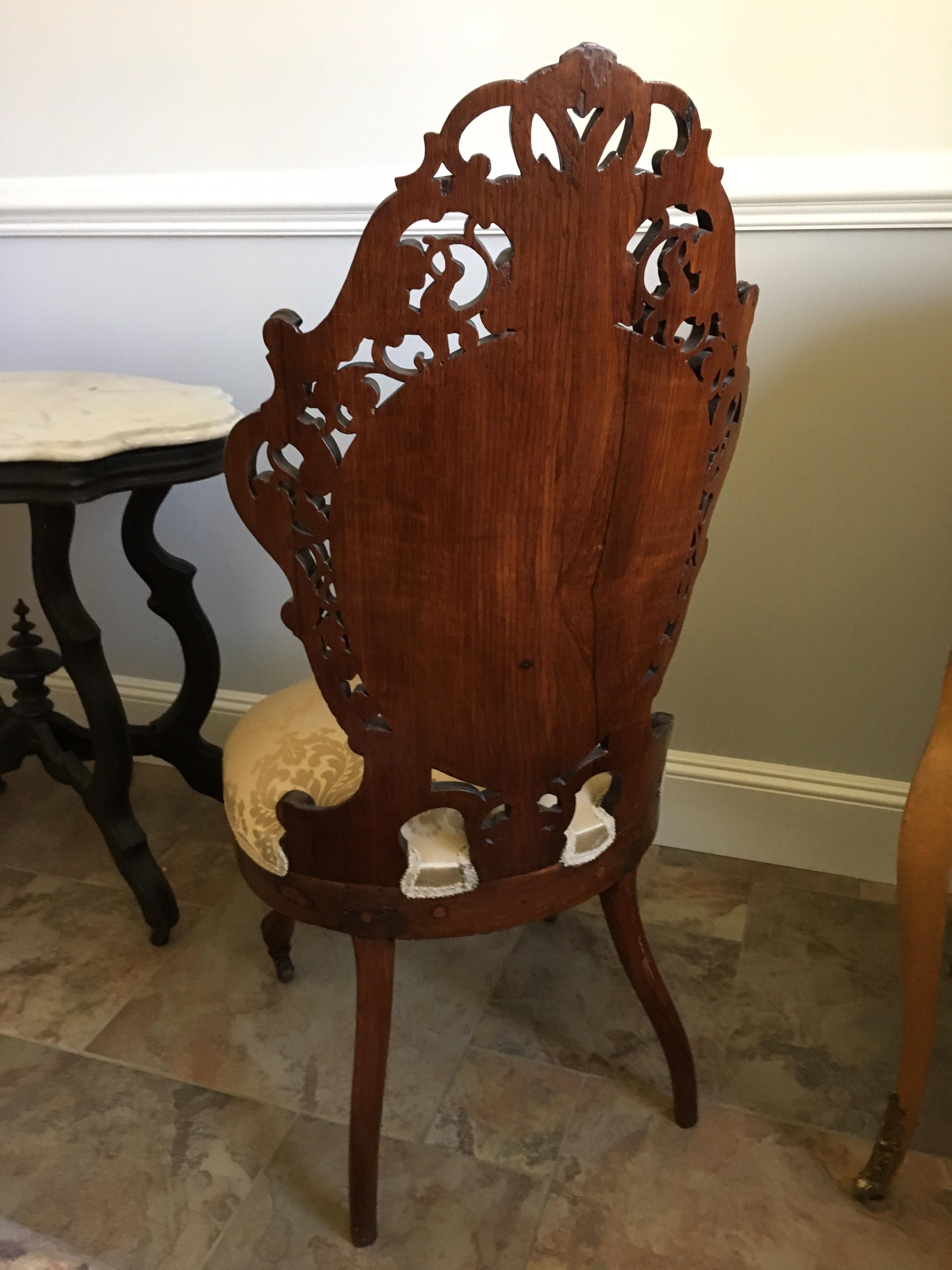 Rosewood Rococo Revival Side Chair, Attributed J & J W Meeks, Mid-19th Century 2