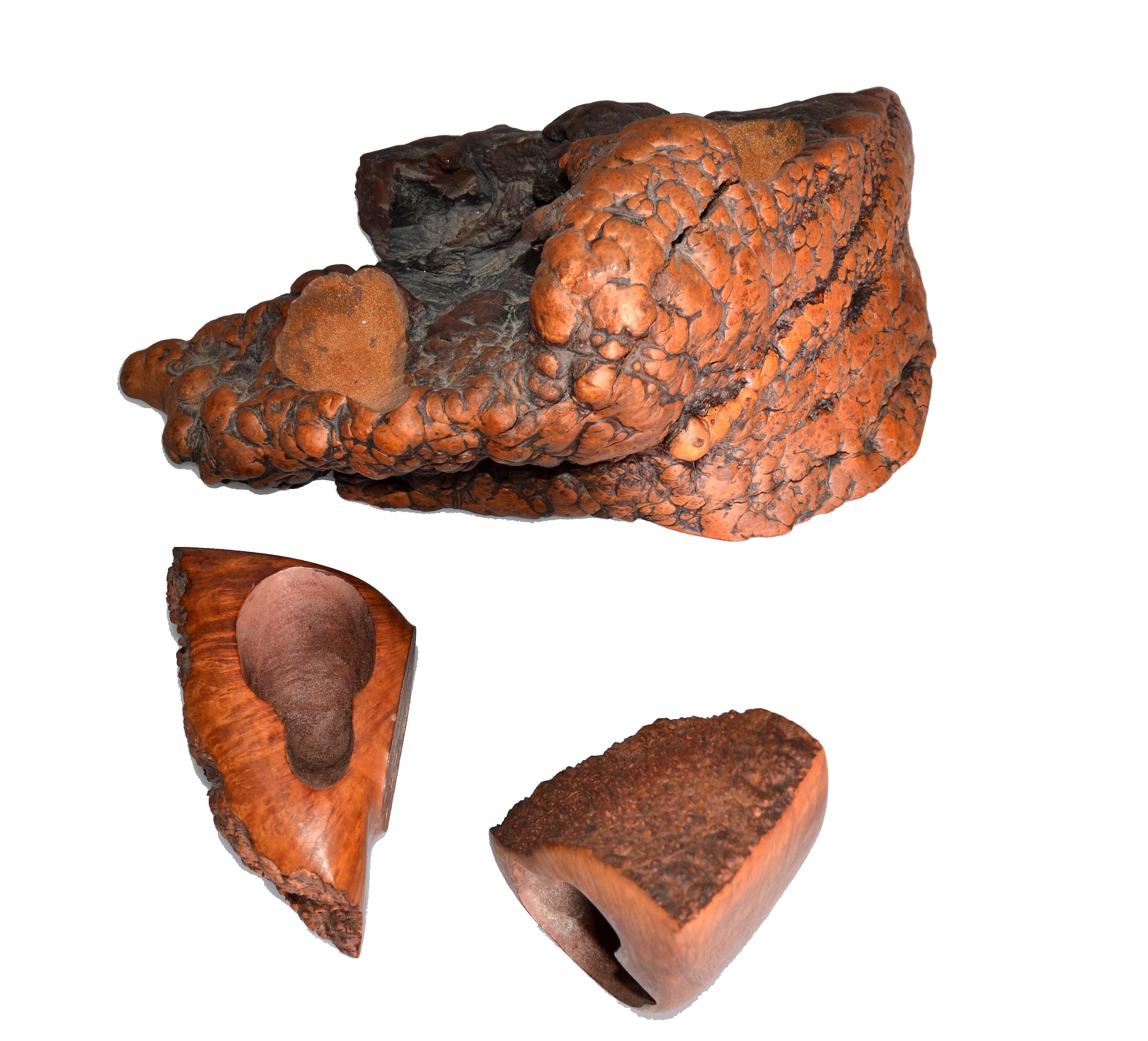 American Craftsman American Rustic Country Style Hand Carved Burl Wood Pipe Holders, Set of 3 For Sale
