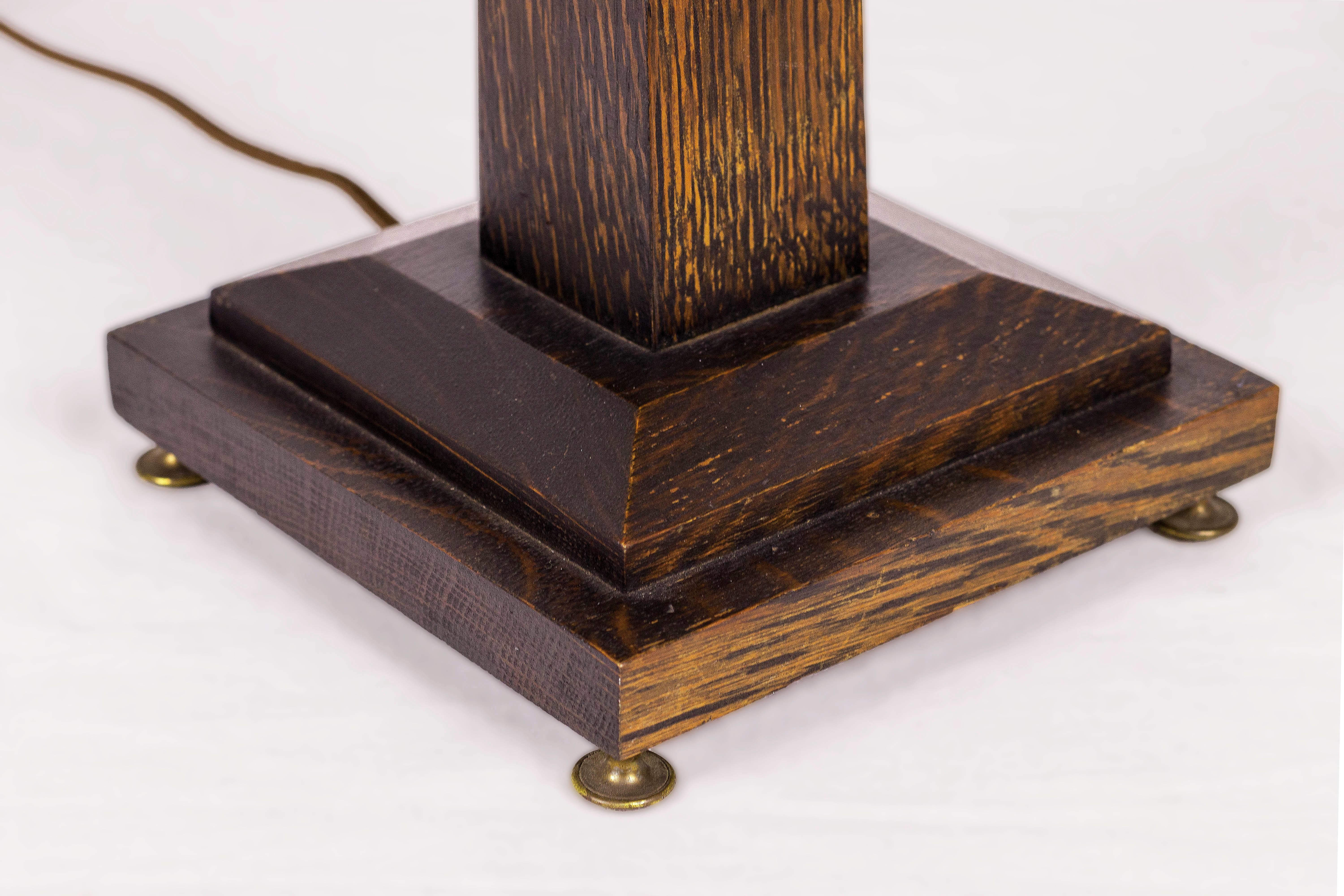 20th Century American Rustic Mission Style Oak Table Lamp, circa 1920, USA