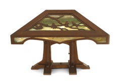 Rustic American Mission Style Slag Glass Table Lamp