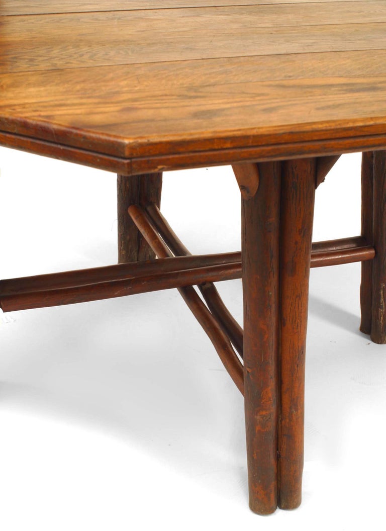 American Rustic Oak Dining Table by Old Hickory Co. For Sale at 1stDibs