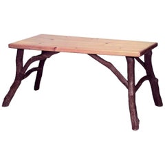 Table de salle à manger rustique américaine en hickory ancien avec plateau en pin, style vintage