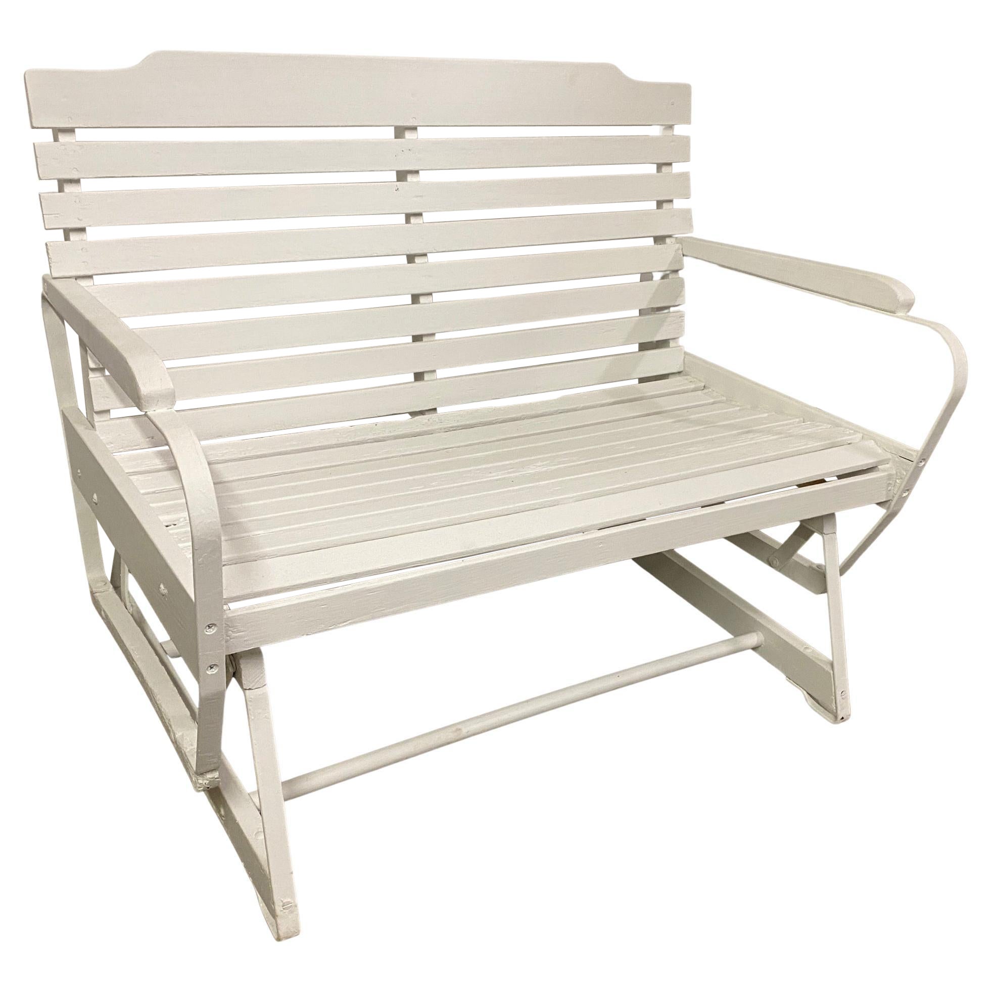 American Rustic White Painted Glider Loveseat