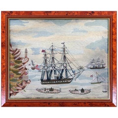 American Sailor's Woolwork Depicting Ten Naval Vessels, 1865-1870