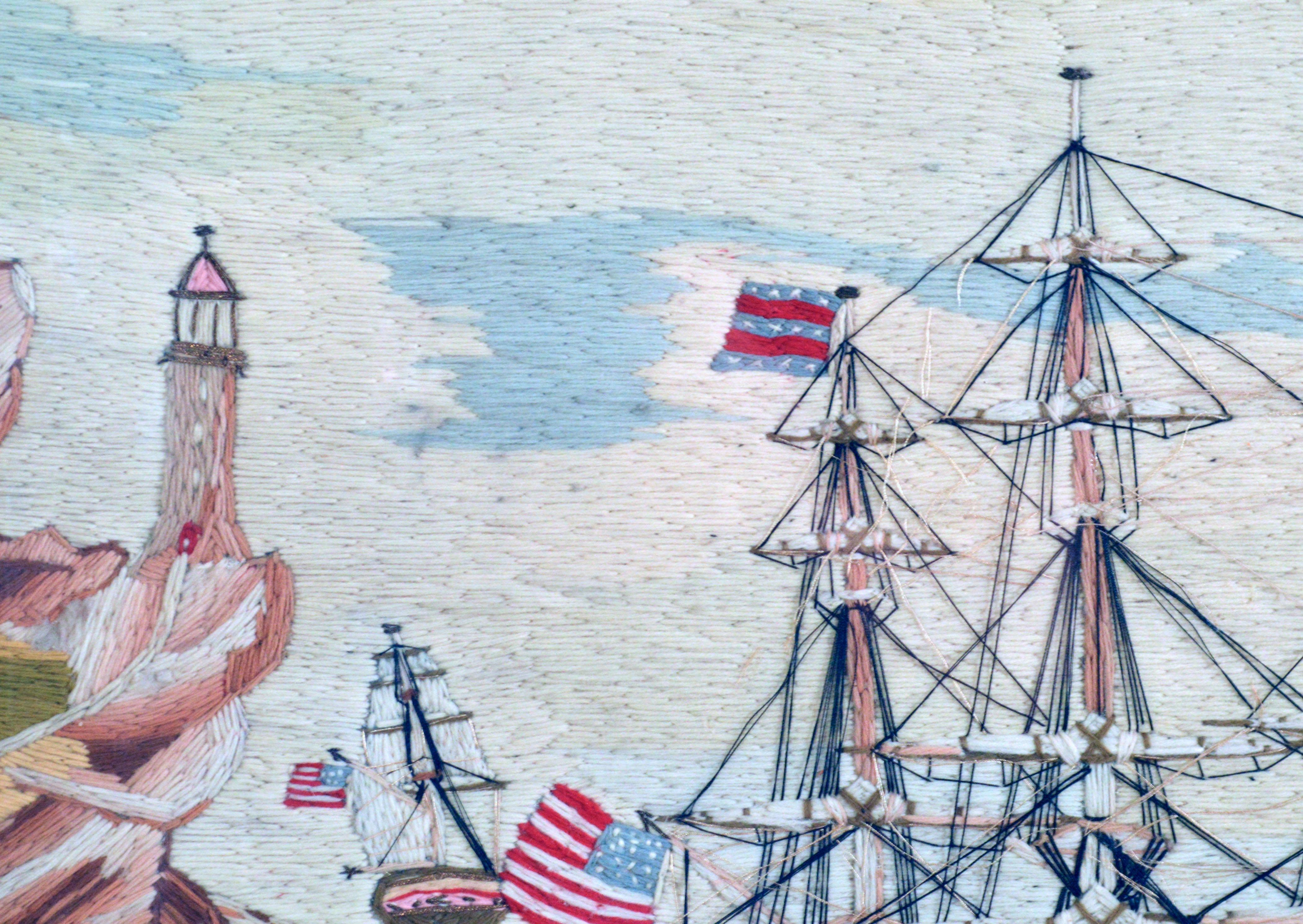American Sailor's Woolwork Depicting Ten Naval Vessels, 1865-1870 5
