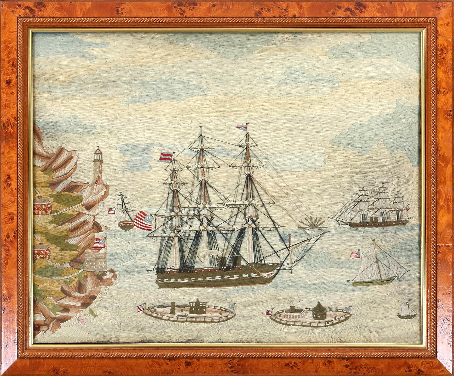 American Sailor's Woolwork Depicting Ten Naval Vessels, 1865-1870 11