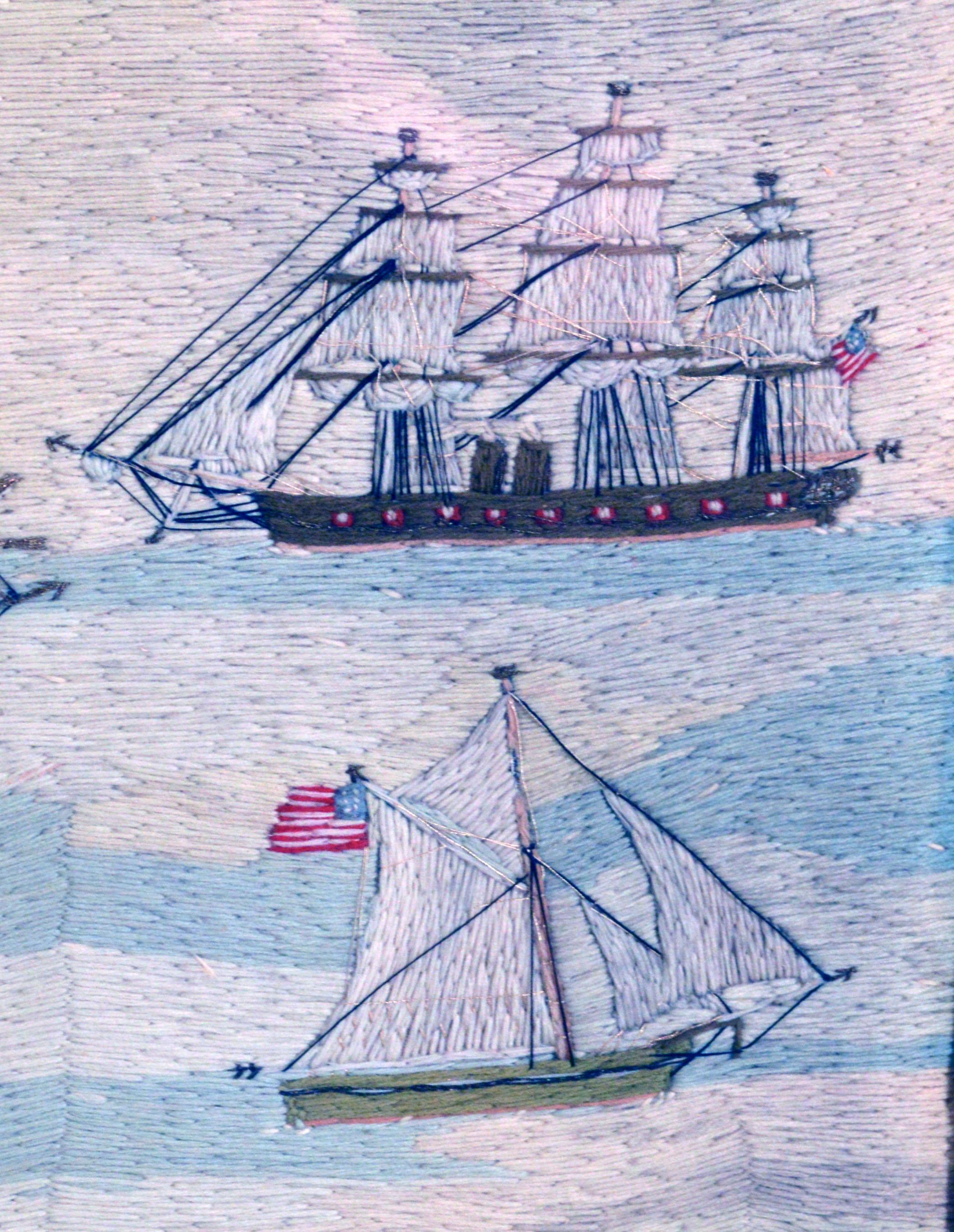 American Sailor's Woolwork Depicting Ten Naval Vessels, 1865-1870 2