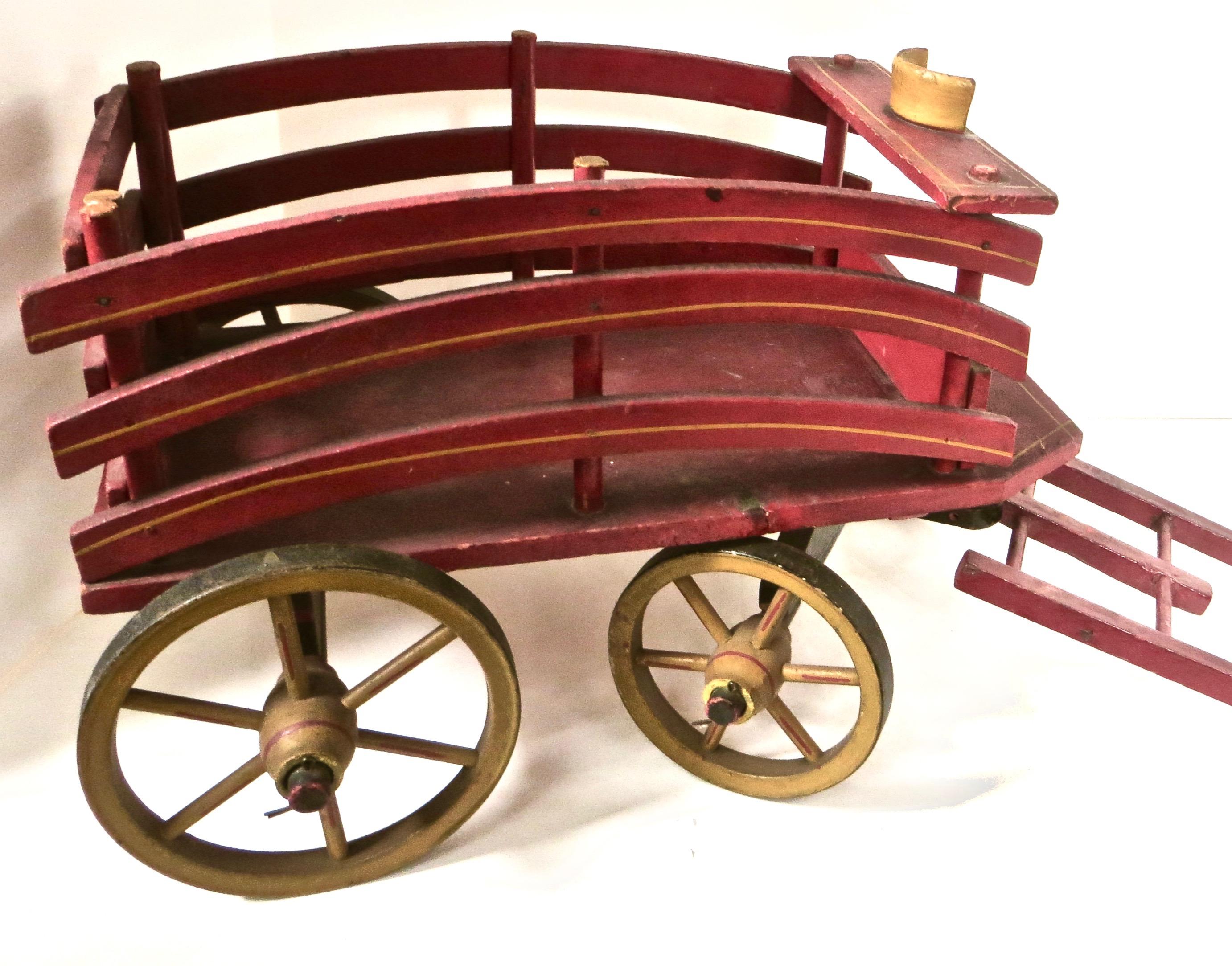 Folk Art American Salesman Sample Late 19th C. Wooden Hay Wagon For Sale