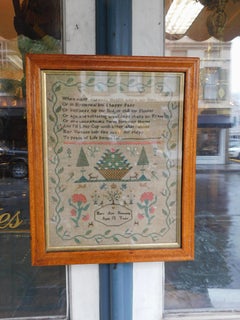 American Sampler Under Glass with the Original Gilt Birdseye Maple Frame, C 1820