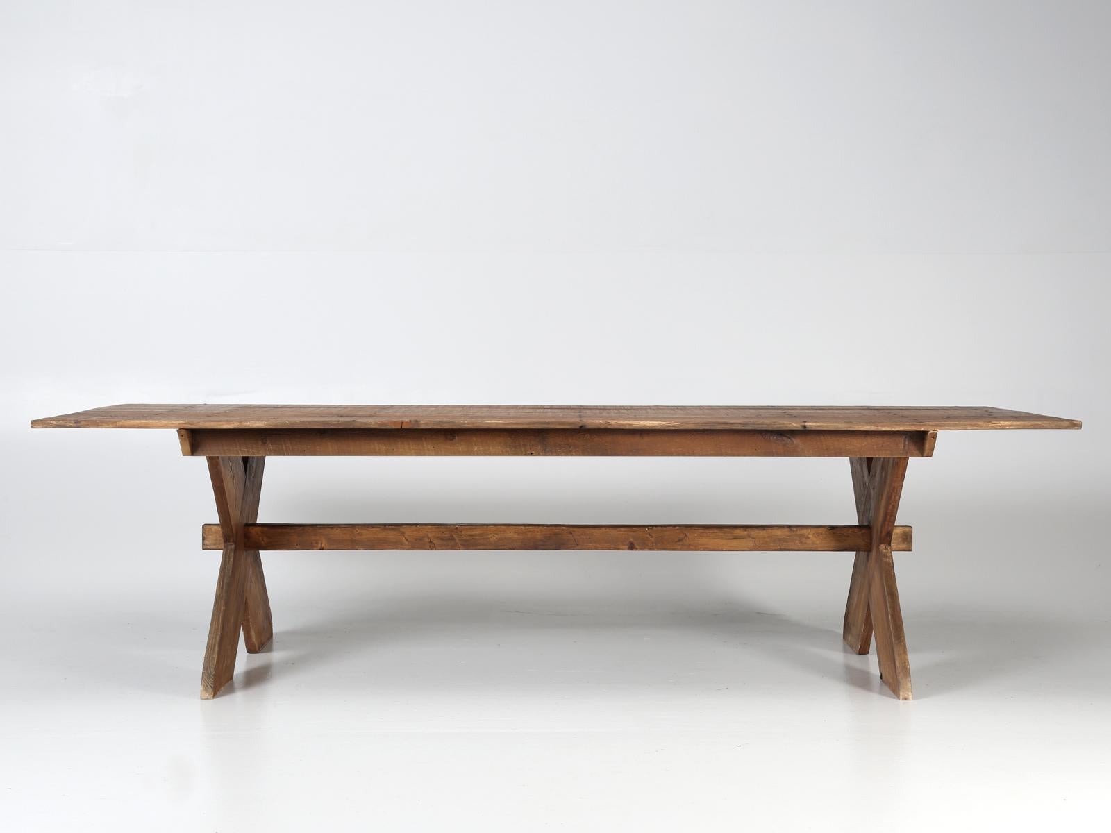 Hand-Crafted American Sawbuck Design Dining Table Made to Order in Reclaimed Wood Any Size For Sale
