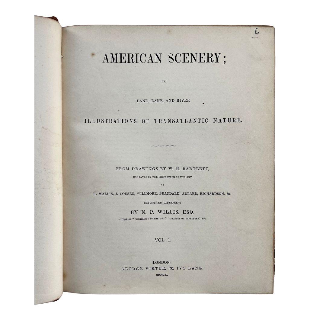 Leather American Scenery by Willis with Engravings after Bartlett 1840 Original Books For Sale