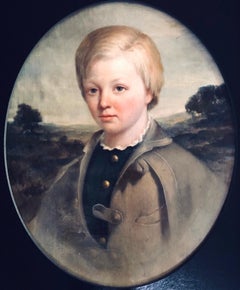 Antique 19th Century American Portrait of a Young Boy in a Landscape