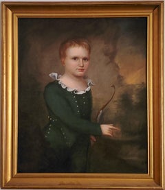 American School Portrait of Child with Bow 19th century