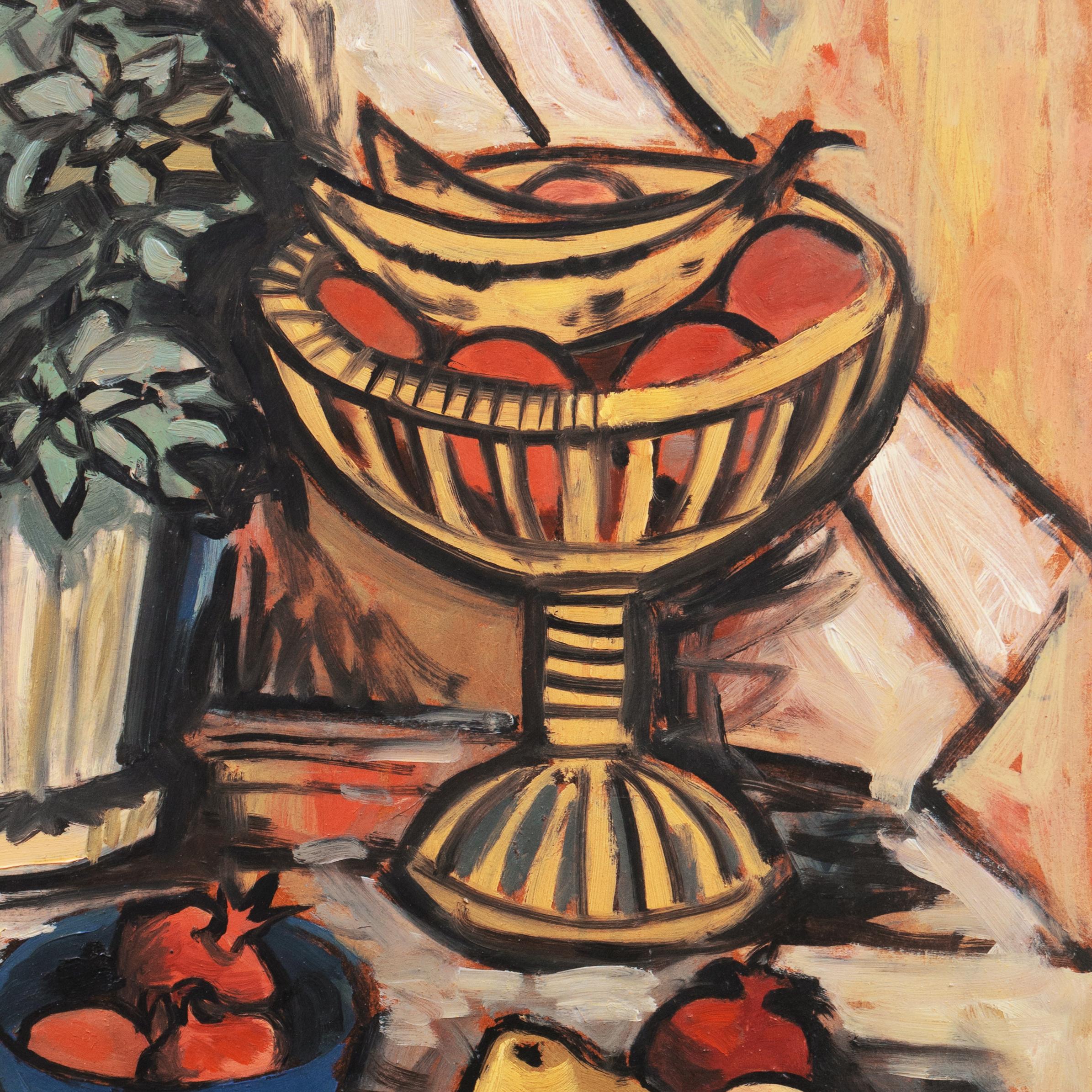 'Modernist Still-Life', style of German artist Max Beckmann - Expressionist Painting by Unknown