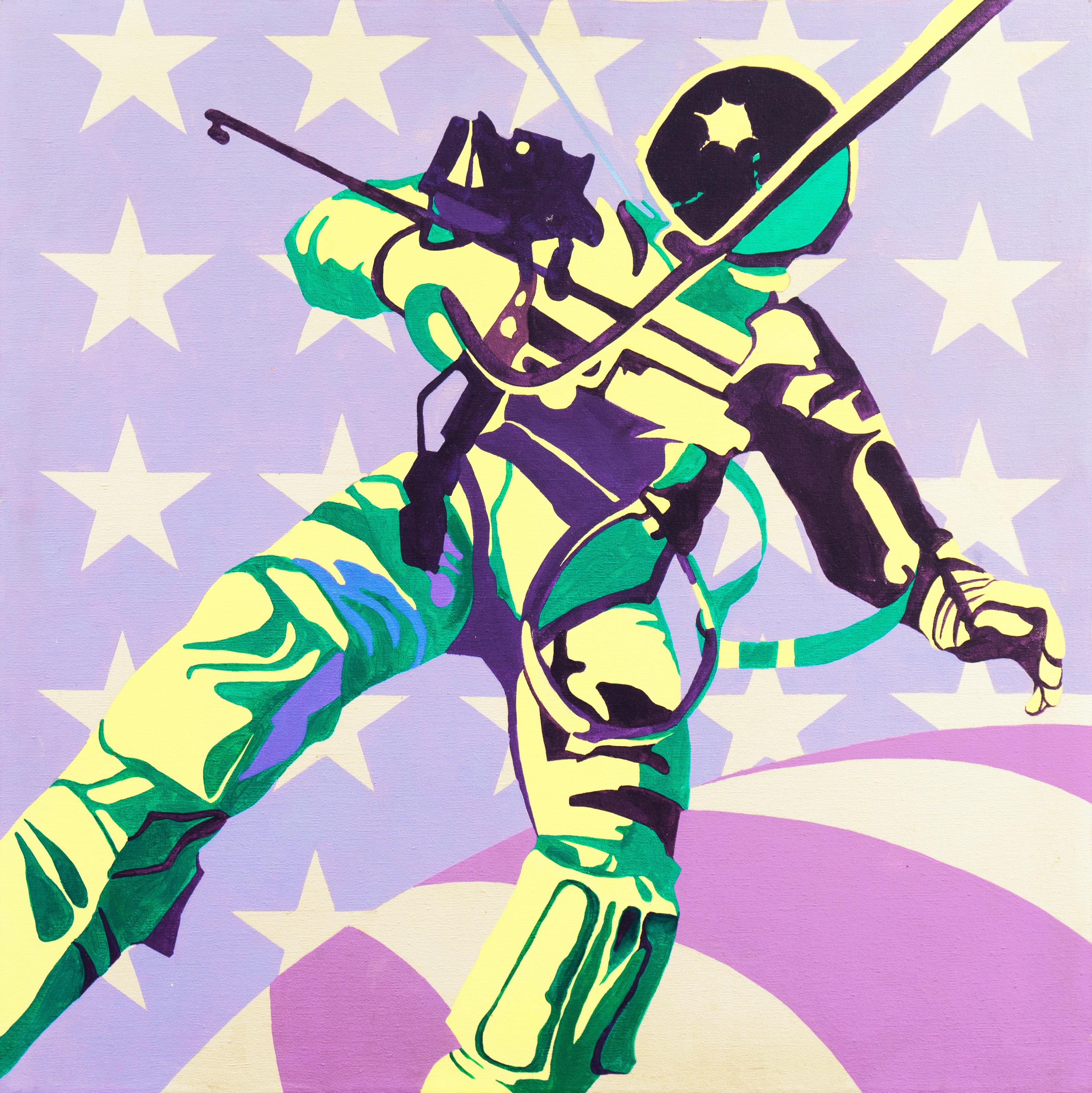 Unknown Figurative Painting - Space Walk    (Design, Contemporary, Pop Art, Astronaut, Conceptual, Moon Shot)