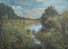 The Angler - Impressionist Landscape with Figure