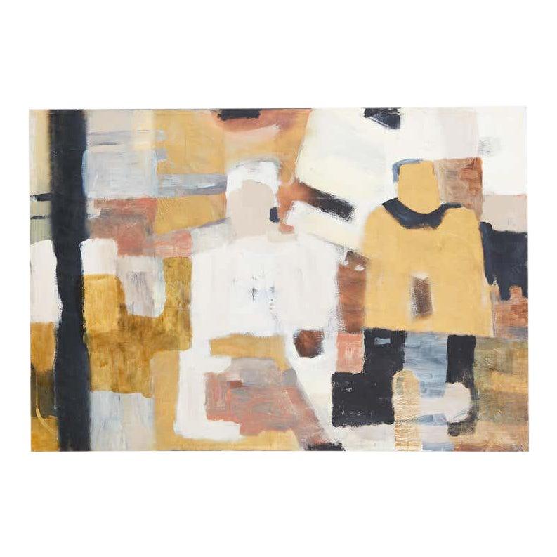 Unknown Abstract Painting - Waiting Figures Abstract Canvas Painting