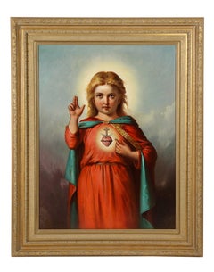 Antique American School, (19th Century) Jesus Christ as A Baby Child, Oil Painting