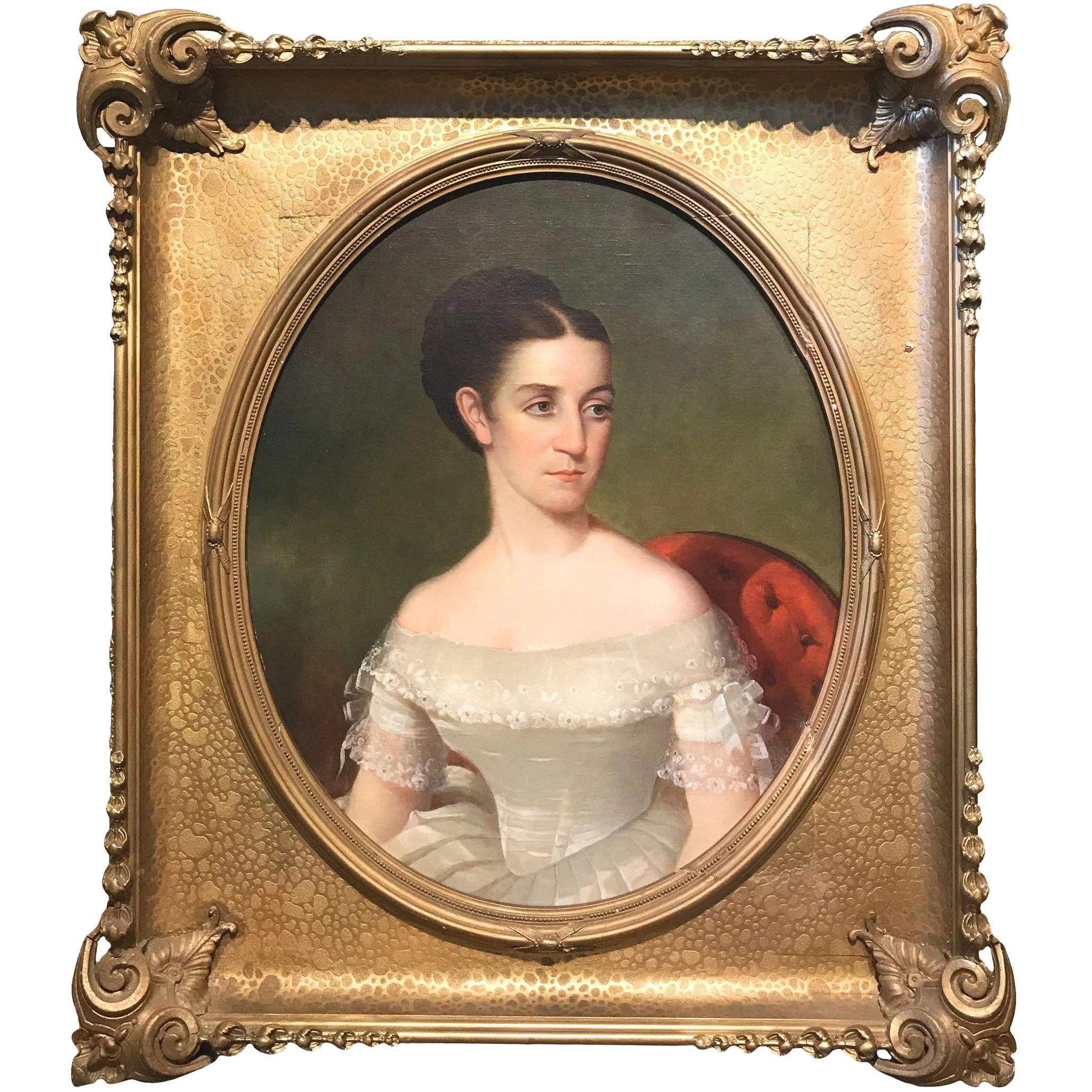 Portrait of a Girl in the Manner of Thomas Sully - Painting by Unknown