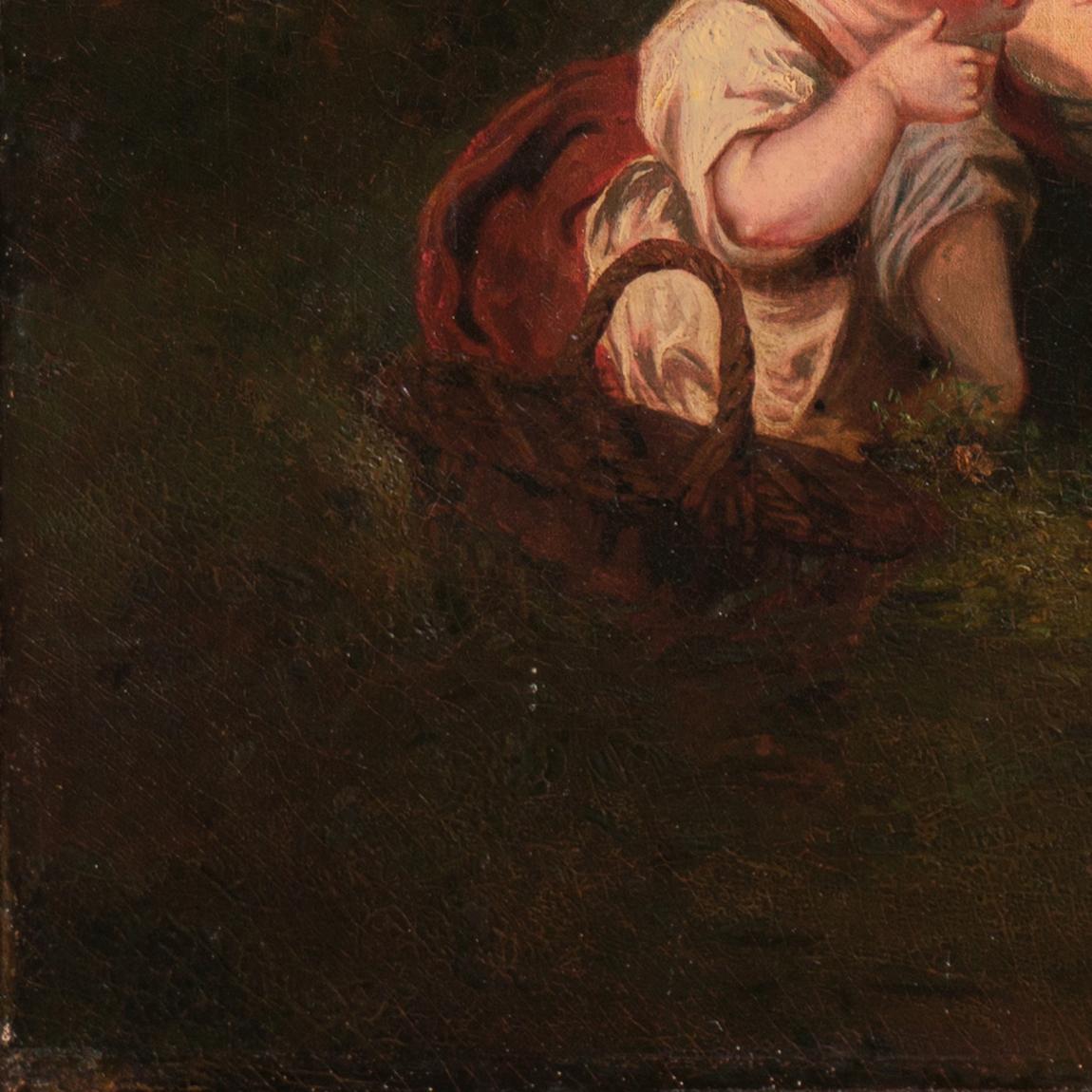 'Bambini che sbarcano un pesce gatto', scuola americana del XIX secolo, olio notturno di grandi dimensioni - Painting Romantico di American School, 19th Century