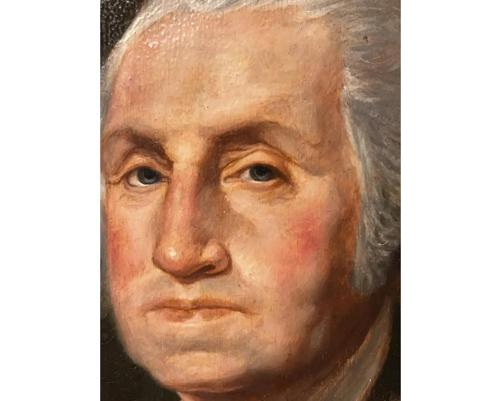 Paint American School 19th Century Portrait of George Washington after Gilbert Stuart  For Sale
