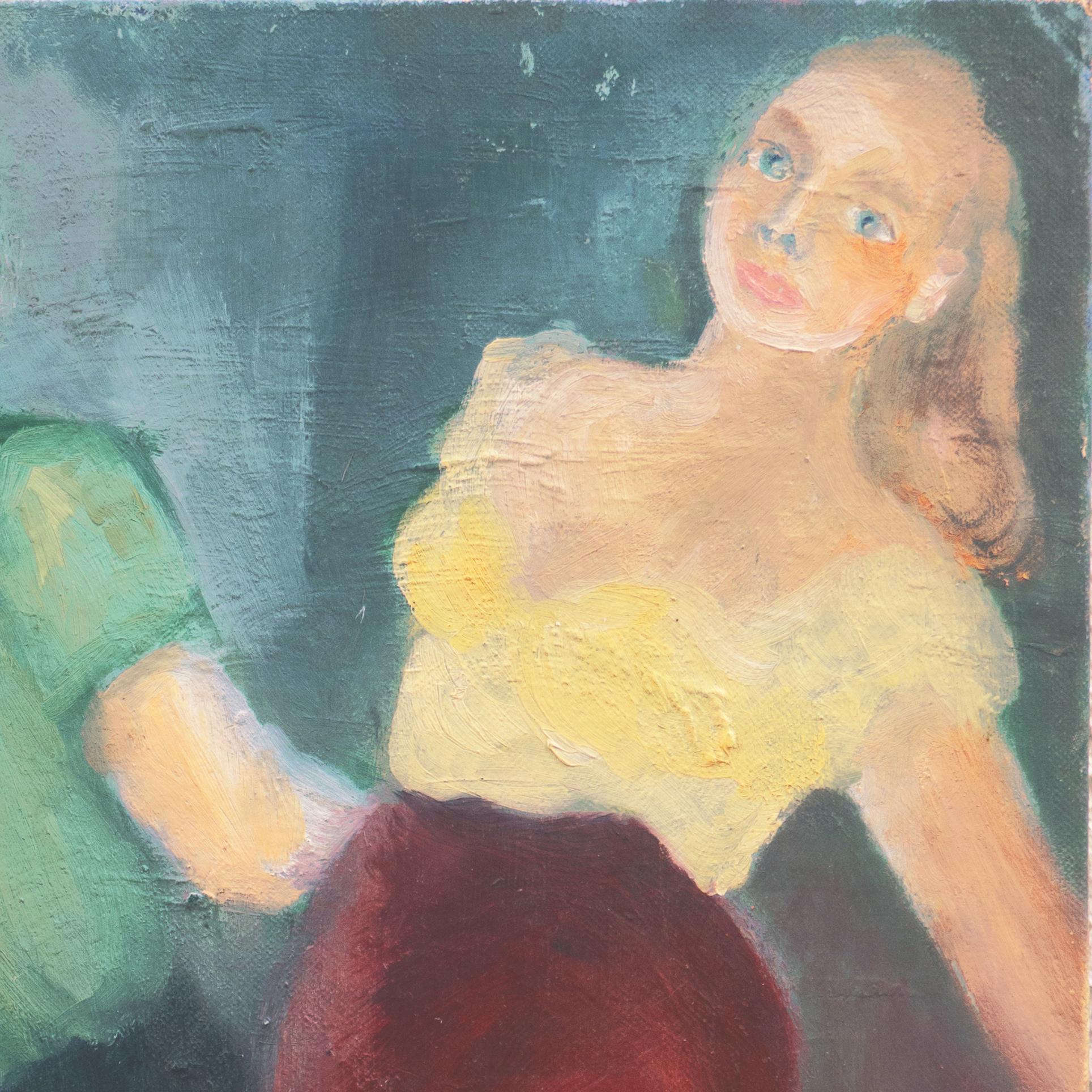 „Couple Dancing“, amerikanische Volkskunst, figurales Ölgemälde, WPA-Ära im Angebot 1