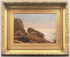 'Evening Light, Rocky Shore', American School Impressionist Seascape, Pacific