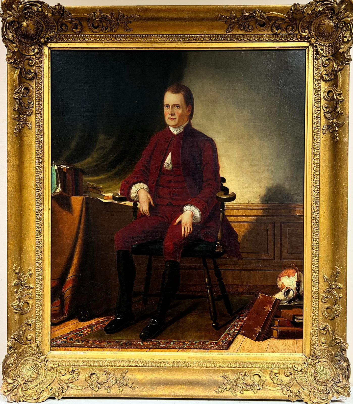 Roger Sherman 1721-1793 Antique Oil Portrait American Founding Father painting - Painting by American School
