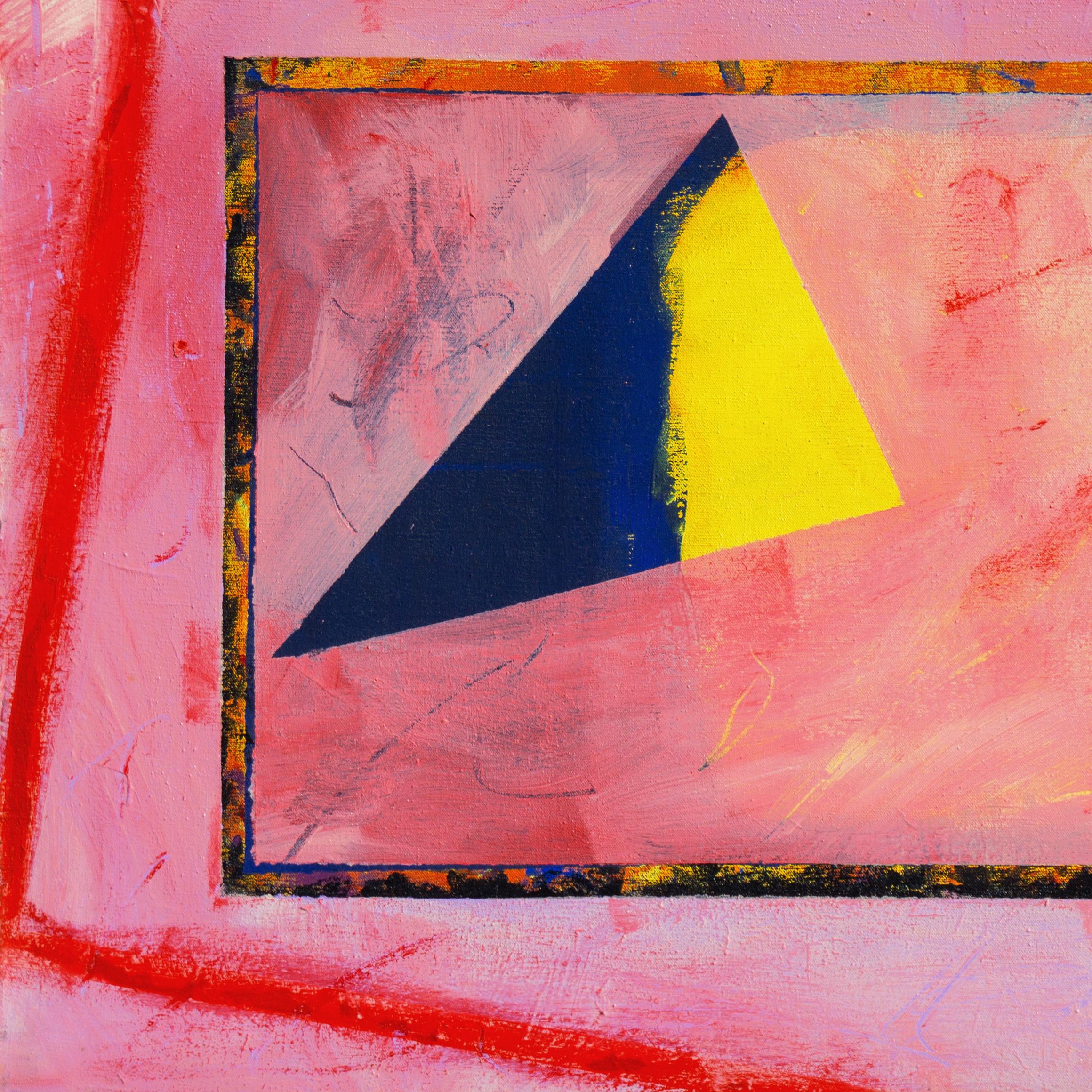 'Astratto in magenta e indaco', Astrazione geometrica, Modernismo - Abstract Painting Rosa di American School, 20th Century