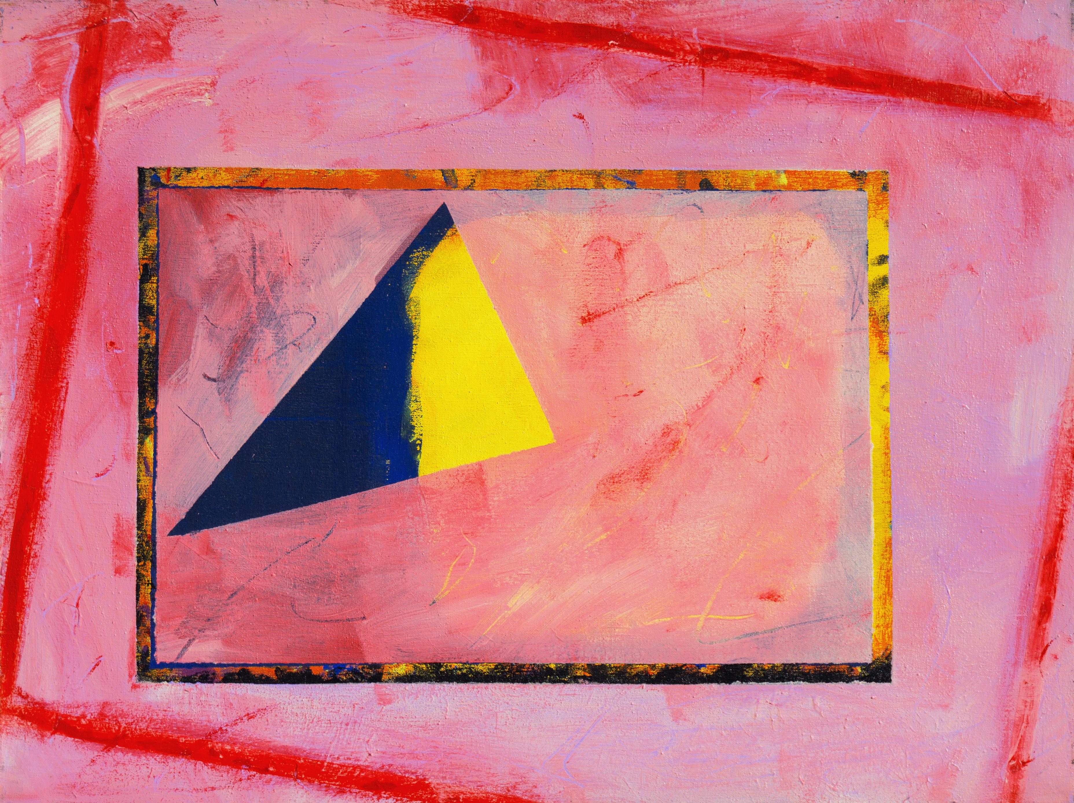 American School, 20th Century Abstract Painting - 'Abstract in Magenta and Indigo', Geometric Abstraction, Modernism