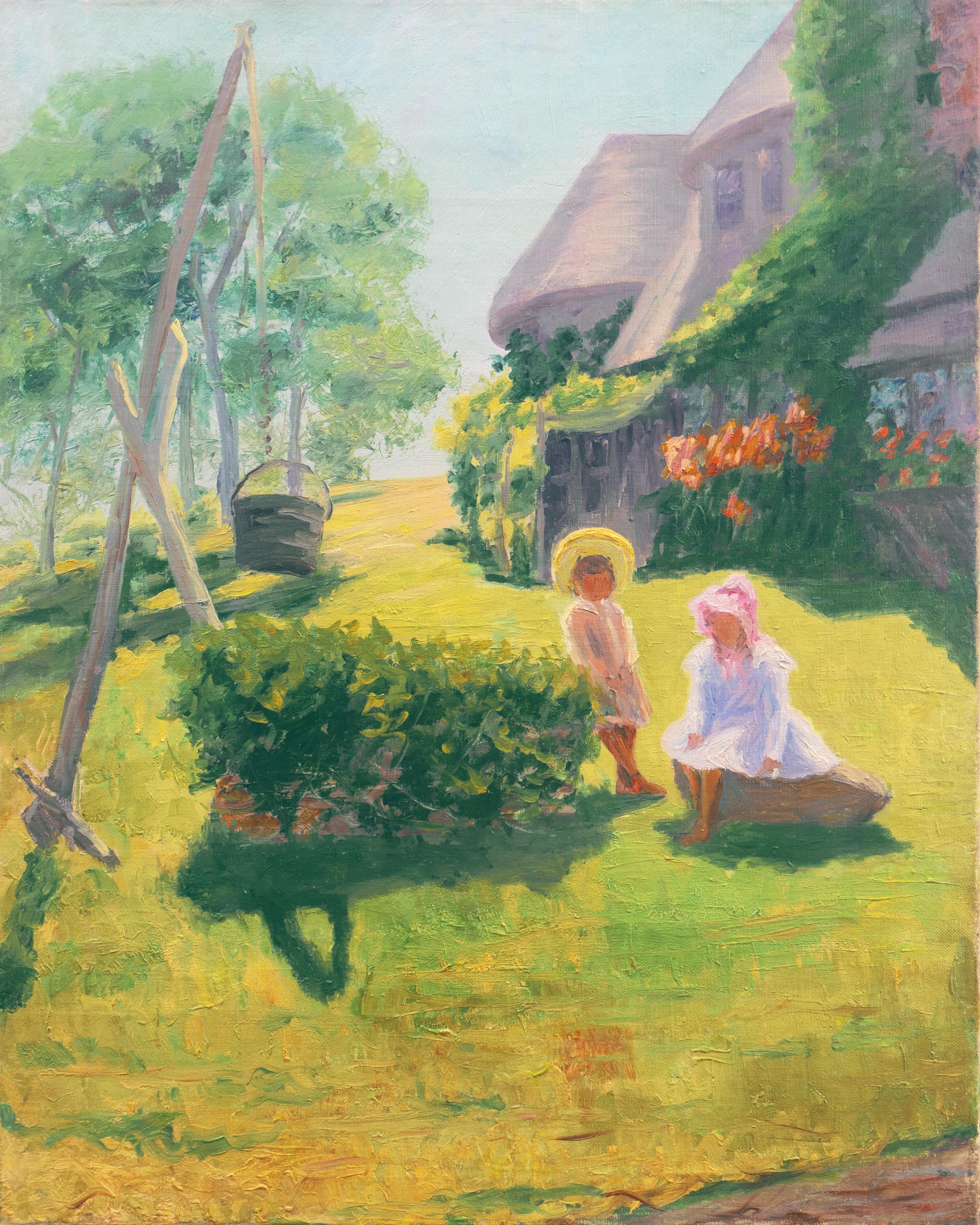 'Summer Days', Idyllic American Landscape, Children, Arts & Crafts Architecture