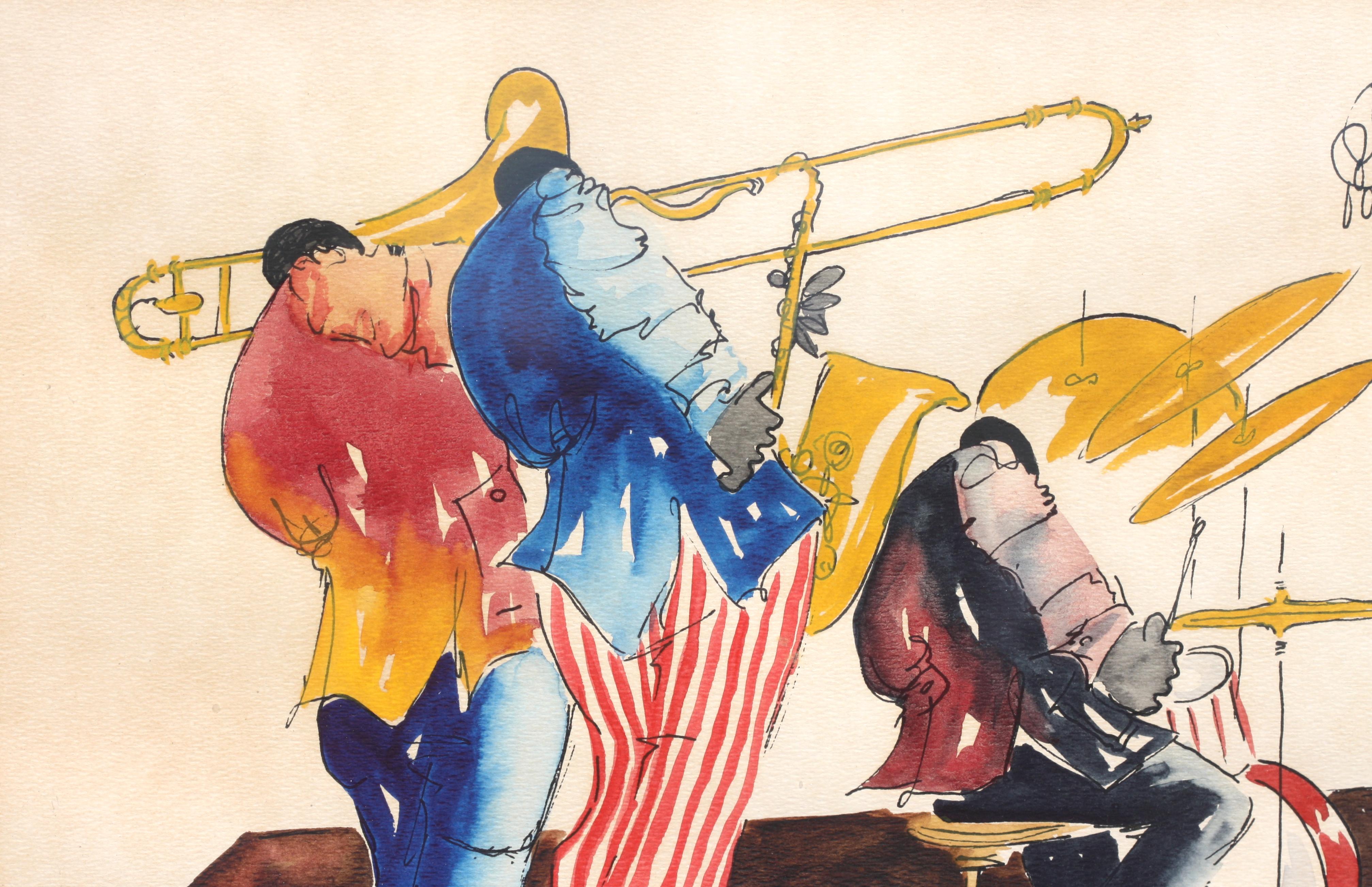 École américaine, 20e siècle, Aquarelle Bon état - En vente à West Palm Beach, FL