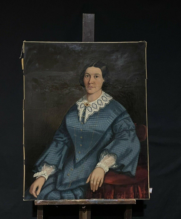 19th Century American School Large Portrait of a Seated Lady, oil painting For Sale 2