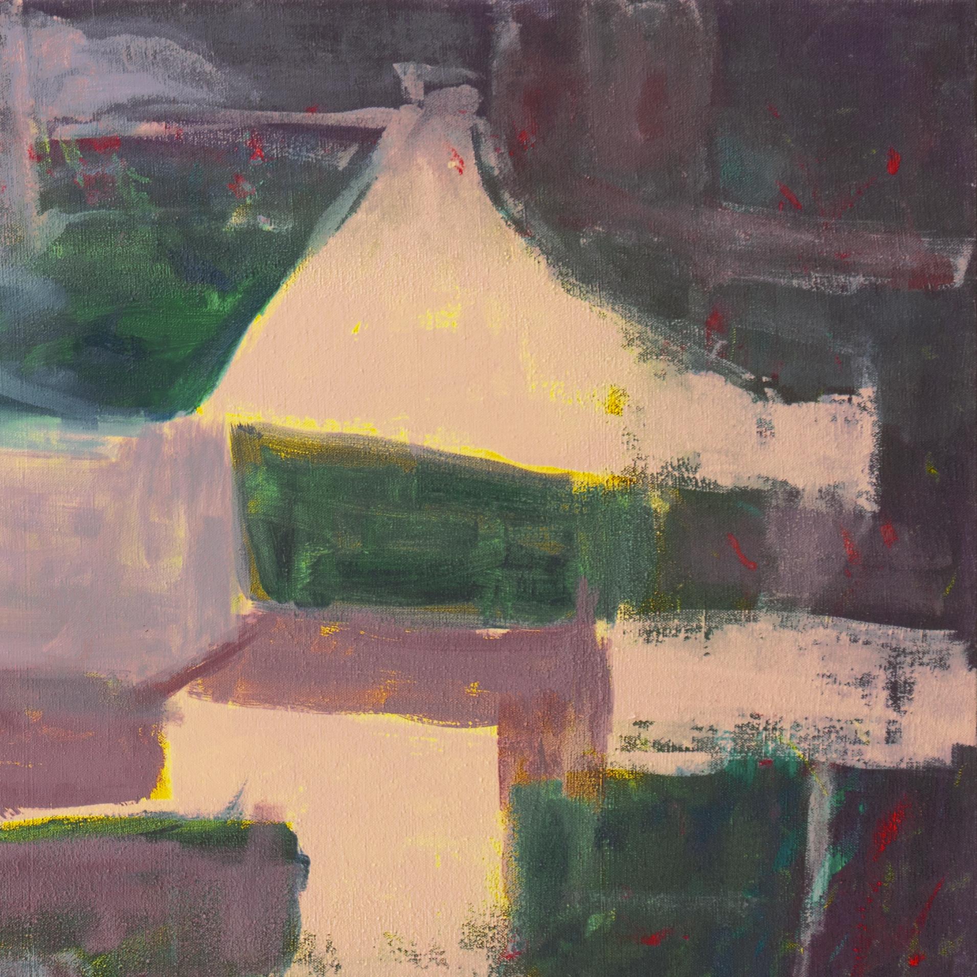 'Abstraction in Amethyst and Emerald', Large American School Abstract Oil For Sale 4