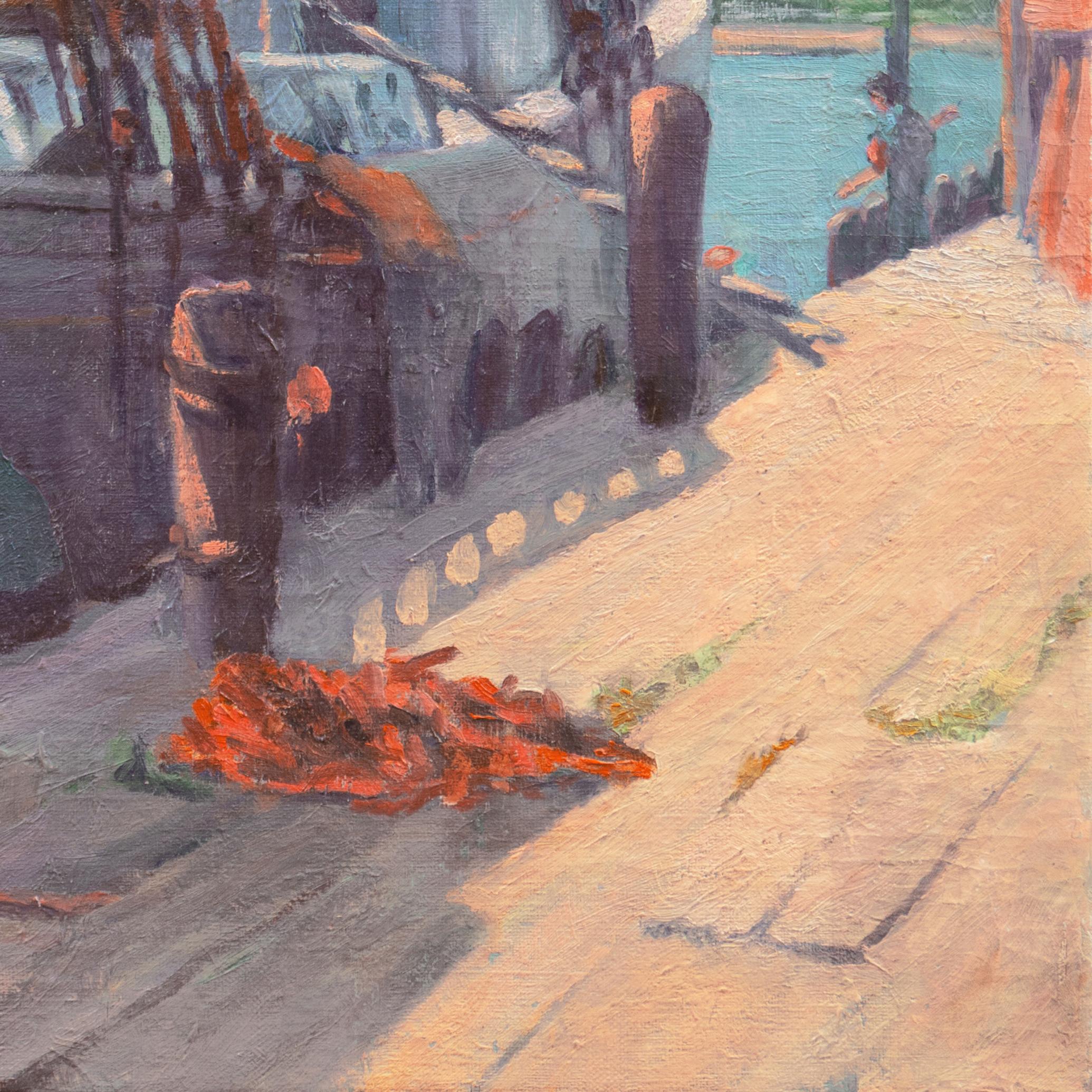 „Caulking the Seams“, Ölgemälde der amerikanischen impressionistischen Schule, Segelboot, Gelehrter im Angebot 2