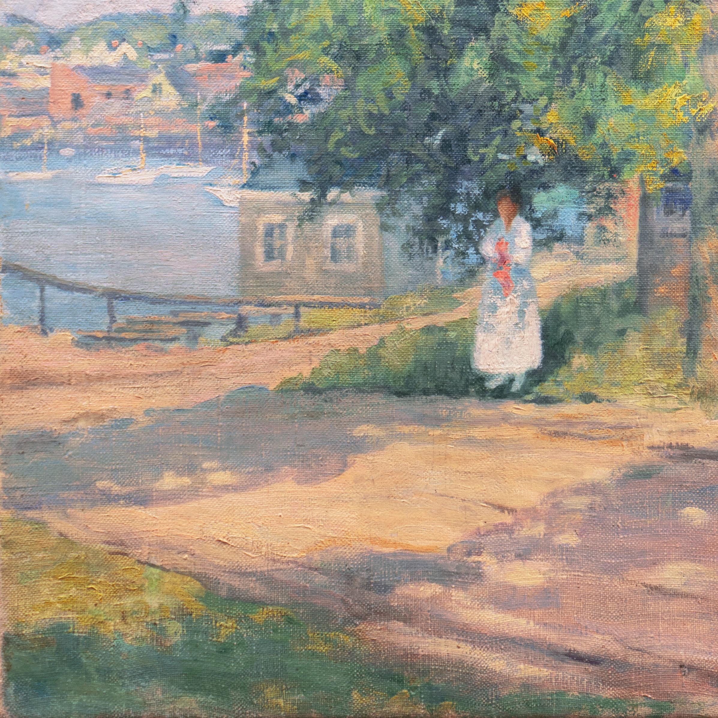 'Waiting in the Shade', Early 20th Century American Impressionist School Figural - Painting by American School