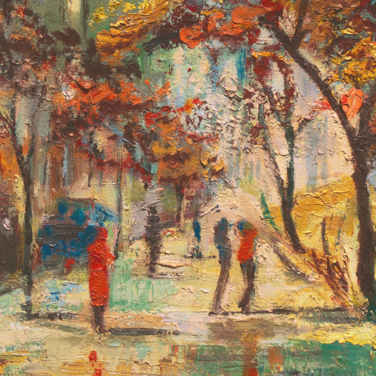 Autunno a New York, Empire State Building dalla Fifth Avenue', Vintage Manhattan - Painting di American School