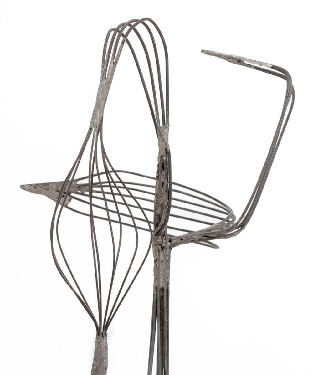 Americano American School Abstract Floral Wire Sculpture in vendita