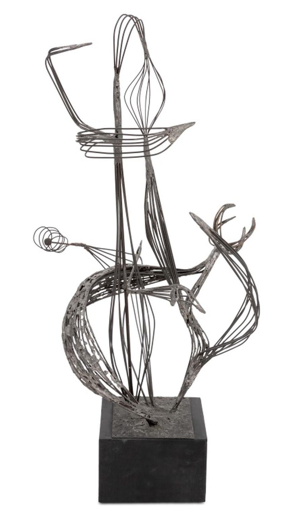 XX secolo American School Abstract Floral Wire Sculpture in vendita