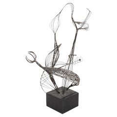American School Abstract Floral Wire Sculpture